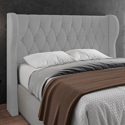 Cabeceira Casal King Cama 195cm Malva I02 Veludo Cinza - Mpozenato