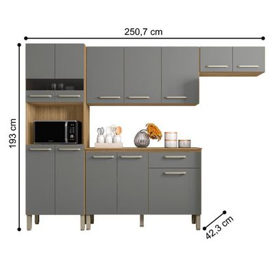 Cozinha Versalhes Com Balcão Freijó Gris
