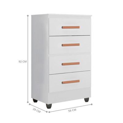 Cômoda 4 Gavetas Lille Branco Brilho