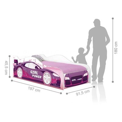 Cama Carro Rosa Kids Solteiro Com Colchão