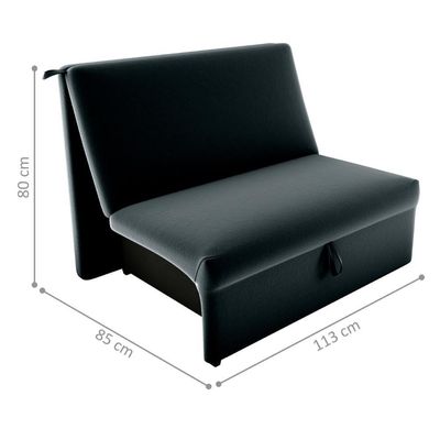 Sofá Cama Para Descanso Galway Veludo Inca Preto