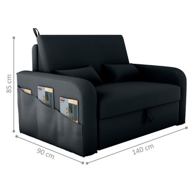 Sofá Cama Com Baú Luka Veludo Inca Preto