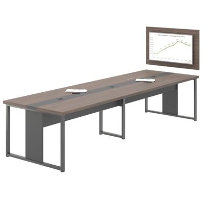 Mesa De Reunião Com Painel Para Madri Freijó Preto