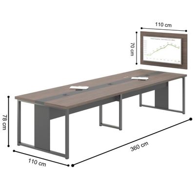 Mesa De Reunião Com Painel Para Madri Freijó Preto