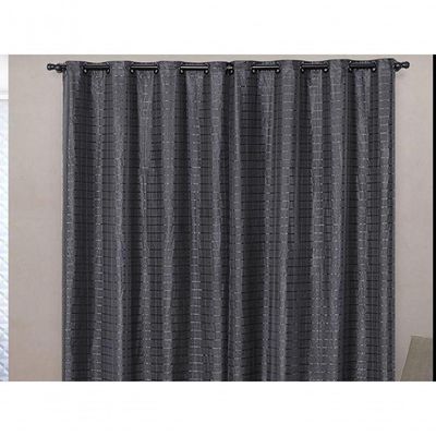 Cortina Blackout Pvc Com Tecido Voil Xadrez 2,80 M X 2,30 M - Na Cor Preto