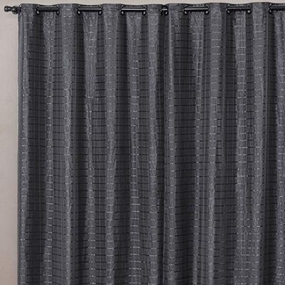 Cortina Blackout Pvc Com Tecido Voil Xadrez 2,80 M X 2,30 M - Na Cor Preto