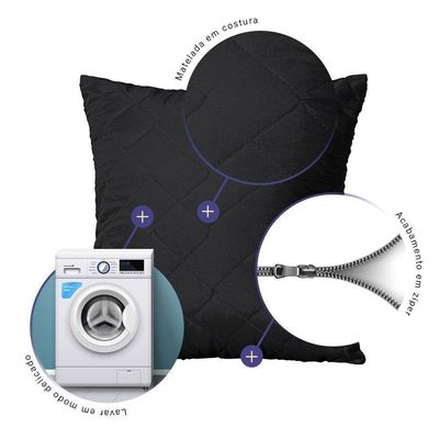 Capa De Almofada Mr 45cm X 45cm 1 Peça Matelada 100% Poliéster - Preto