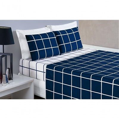 Jogo De Cama Com Lençol De Cima 200 Fios Austin Queen 04 Peças - Marinho - alta durabilidade