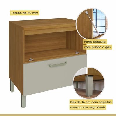 Cozinha Completa 5 Portas 4 Gavetas Ripado 100% Mdf Princesa Freijó/off White Nesher Freijó/off White
