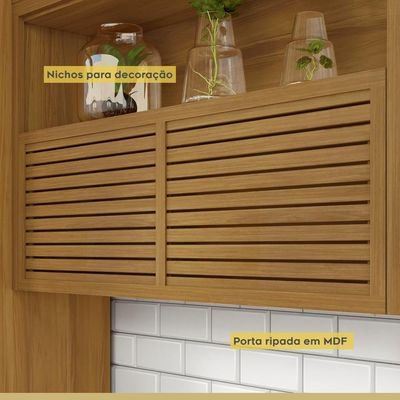 Cozinha Completa 5 Portas 4 Gavetas Ripado 100% Mdf Princesa Freijó/off White Nesher Freijó/off White