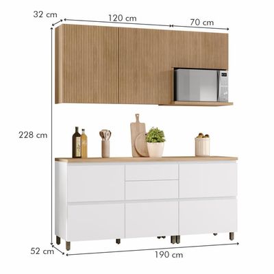 Cozinha Completa 5 Portas E 5 Gavetas 100% Mdf Rainha Branco/nature Nesher Branco/nature