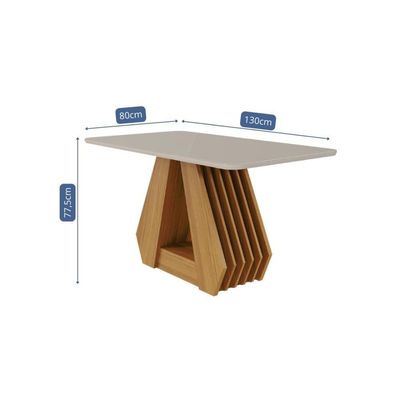 Mesa De Jantar Em Mdf Com Tampo De Vidro 130 Cm Agata Off White/nature Cimol Móveis