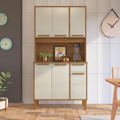 Cozinha Lagos 6 Portas 1 Gaveta Freijo Com Off White
