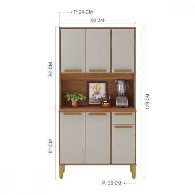 Cozinha Lagos 6 Portas 1 Gaveta Freijo Com Off White