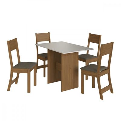 Mesa Com 4 Cadeiras Karla Freijo Com Off White Cacau Indekes
