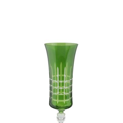 Taça para champanhe lapidada em cristal ecológico Bohemia Grace 190ml verde