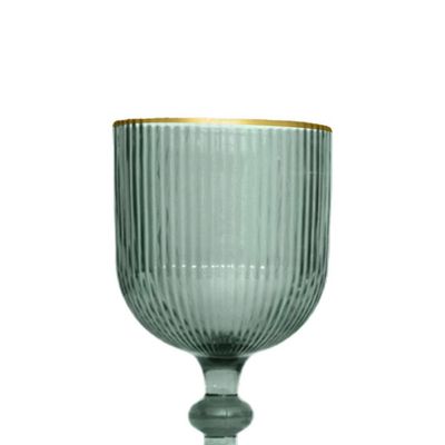 Jogo de taças em vidro borda dourada L'Hermitage Cameratta 365ml 6 peças verde