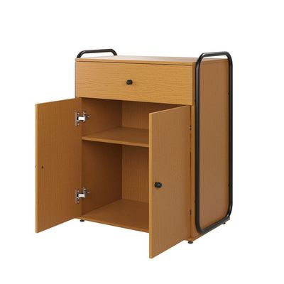 Armário Multiuso Organizador Estilo Industrial Com Gaveta E 2 Portas Escritório Quarto Nature