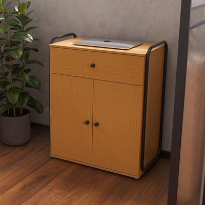 Armário Multiuso Organizador Estilo Industrial Com Gaveta E 2 Portas Escritório Quarto Nature