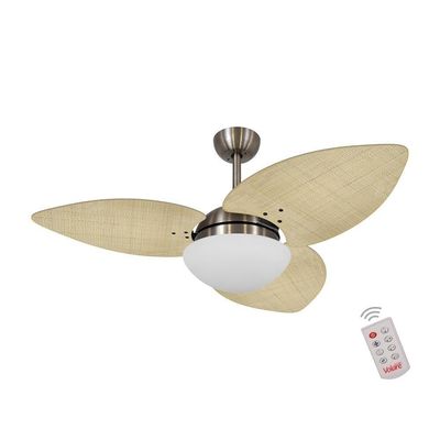 Ventilador De Teto Dormamu Bronze 3 Pás Palmae Natural 220V Com Controle