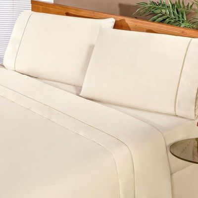 Jogo De Cama Queen Elegance 180 Fios 04 Peças - Palha - Qualidade Impecável!