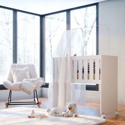 Mini Berço Malu Moises para Quarto do Bebê com Rodizios Moderno com Colchão