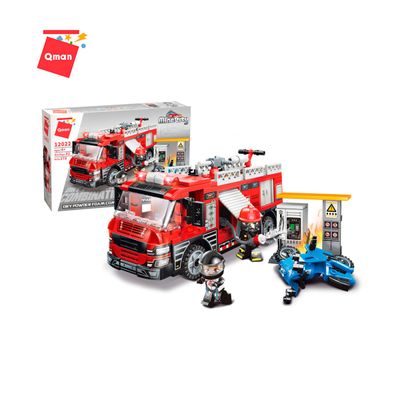 Blocos De Montar Bombeiros Ao Resgate Posto De Combustivel 275 Peças - Qman 12022