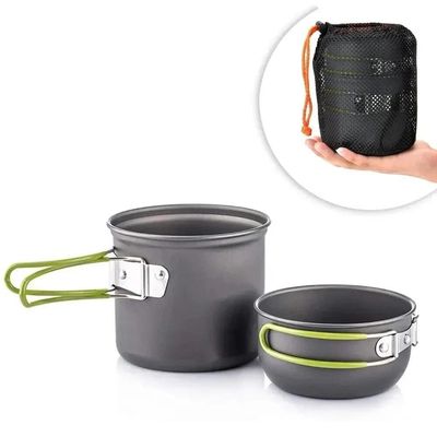 Kit Panelas Camping Aluminio Kit Cozinha Acampamento Outdoor Panela Viagem Praia Pesca Com Bolsa Sacola