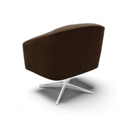 Kit 02 Poltronas Giratória Stella Suede Base Cromada Marrom