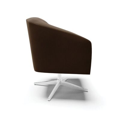 Kit 02 Poltronas Giratória Stella Suede Base Cromada Marrom