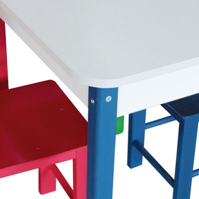 Mesa Retangular Infantil Colorida com 2 Cadeiras - Madeira - 5023 - Carlu