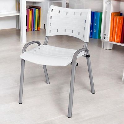 Cadeira Iso Base Cinza, Igreja, Escola, Escritório - Branco Kit 12 Peças