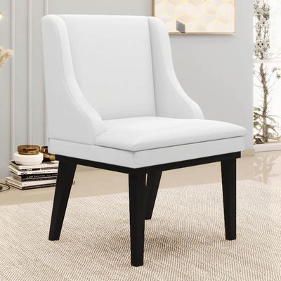 Kit 4 Cadeiras Estofadas Sala De Jantar Base Fixa De Madeira Preto Lia Sintético Branco - Ibiza