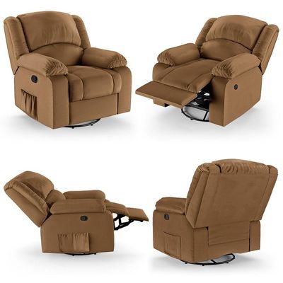 Poltrona Do Papai Reclinável Pietra Glider Giratória Massagem Fh9 Pu Caramelo - Mpozenato