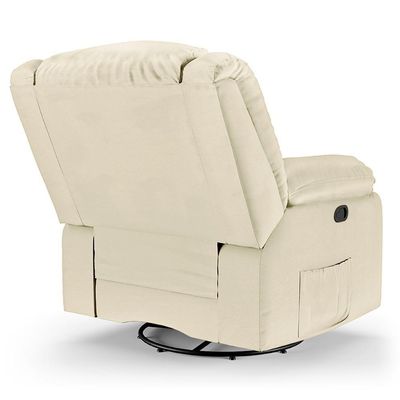 Poltrona Do Papai Reclinável Pietra Glider Giratória Massagem Fh9 Pu Bege - Mpozenato