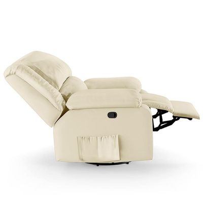 Poltrona Do Papai Reclinável Pietra Glider Giratória Massagem Fh9 Pu Bege - Mpozenato