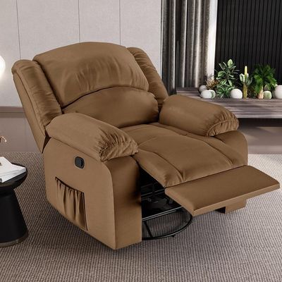 Poltrona Do Papai Reclinável Pietra Glider Giratória Massagem Fh9 Pu Caramelo - Mpozenato