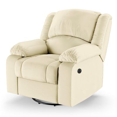 Poltrona Do Papai Reclinável Pietra Glider Giratória Massagem Fh9 Pu Bege - Mpozenato