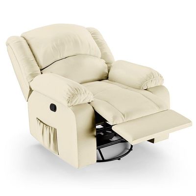 Poltrona Do Papai Reclinável Pietra Glider Giratória Massagem Fh9 Pu Bege - Mpozenato