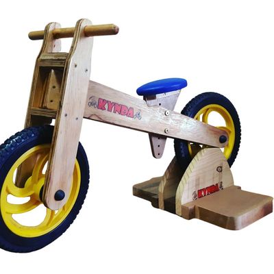 Bicicleta de Equilíbrio sem Pedal de Madeira - Amarelo - Kits e Gifts