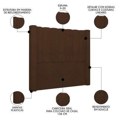 Cabeceira Casal Cama 140cm Claire I02 Bouclê Marrom - Mpozenato