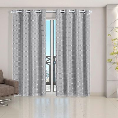 Cortina Blackout Pvc Com Tecido Voil Xadrez 2,80 M X 2,30 M - com produção na cor Cinza