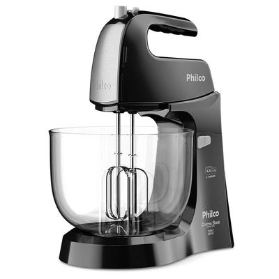 Batedeira Philco Crome Base Cristal Duo Turbo Preta 550W 110V