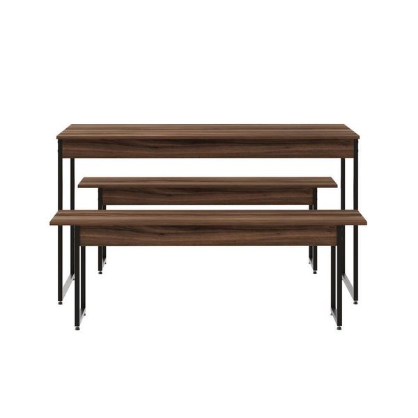 Mesa De Jantar Com 2 Bancos Estilo Industrial Tub Nogal / Est.preta