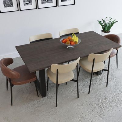 Mesa De Jantar Bronx R 180x90x77cm Brmj9180r Terracota - Est.preta Terracota/est.preta