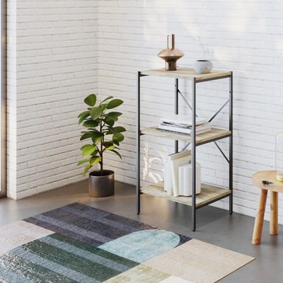 Estante C/03 Prateleiras 84x45x33cm Tub Tueh843 Carvalho - Est.preta Carvalho / Est.preta