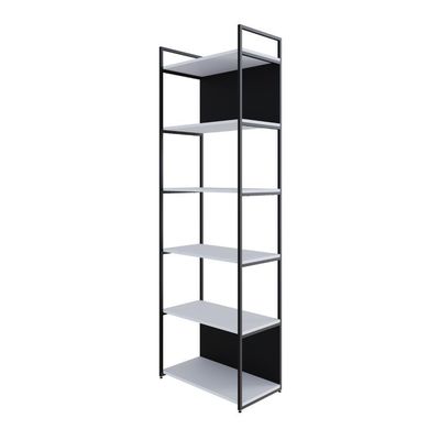 Estante Alta C/06 Prateleiras 185x60x33cm C/fundo Yon Branco Tx/est.preta Branco Tx/est.preta