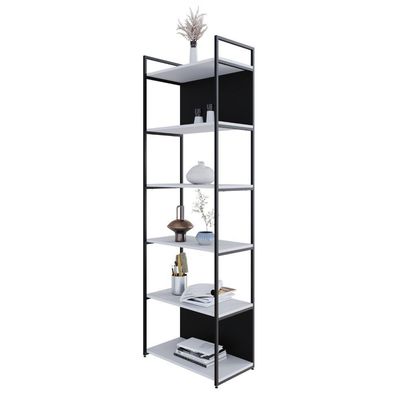 Estante Alta C/06 Prateleiras 185x60x33cm C/fundo Yon Branco Tx/est.preta Branco Tx/est.preta