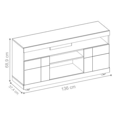 Rack Para Com Portas Aurora Noce Preto