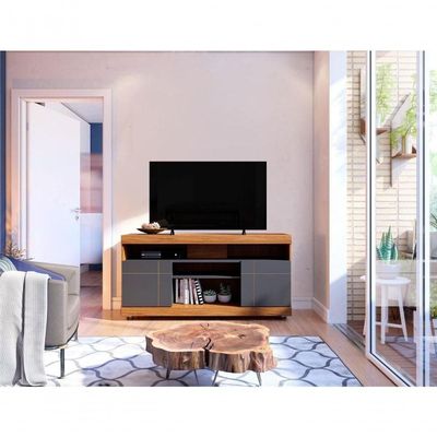 Rack Para Com Portas Aurora Noce Preto